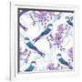 Spring Cherry Pattern with Birds-Varvara Kurakina-Framed Art Print