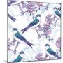 Spring Cherry Pattern with Birds-Varvara Kurakina-Mounted Art Print