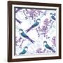 Spring Cherry Pattern with Birds-Varvara Kurakina-Framed Art Print