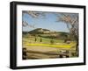 Spring Cherry Trees and Mountain Scenery, Takachiho Farm, Kirishima National Park, Kyushu, Japan-Christian Kober-Framed Photographic Print