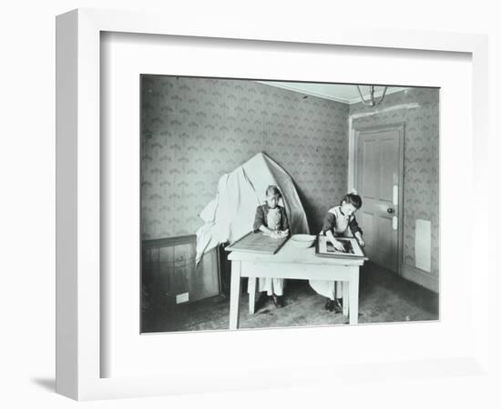 Spring Cleaning; Housewifery Lesson, Denmark Hill School, Dulwich, London, 1908-null-Framed Photographic Print