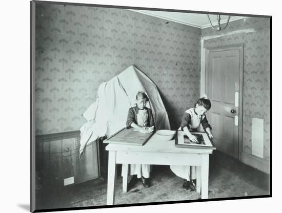 Spring Cleaning; Housewifery Lesson, Denmark Hill School, Dulwich, London, 1908-null-Mounted Photographic Print