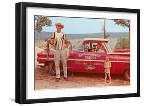 Spring Creek Resort in Ozarks, Man with Fish-null-Framed Art Print