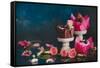 Spring Cupcakes with Roses-Dina Belenko-Framed Stretched Canvas