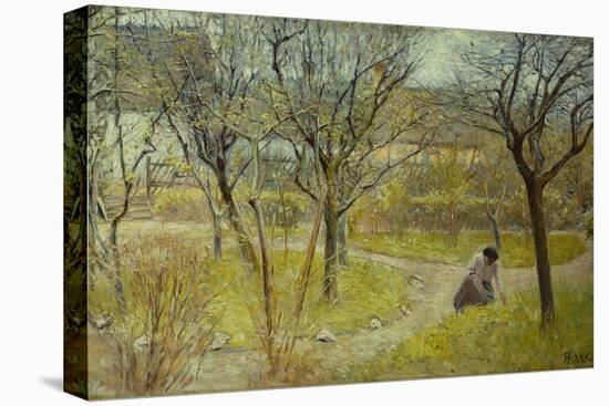Spring day in the garden, 1892-Bertha Wegmann-Stretched Canvas