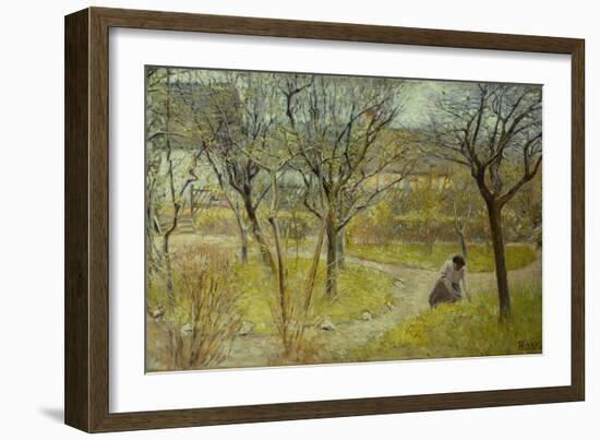 Spring day in the garden, 1892-Bertha Wegmann-Framed Giclee Print