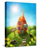 Spring Easter Meadow with Egg House-egal-Stretched Canvas