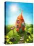 Spring Easter Meadow with Egg House-egal-Stretched Canvas