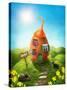 Spring Easter Meadow with Egg House-egal-Stretched Canvas