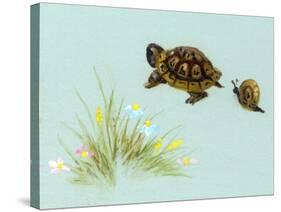 Spring Fling - Trutle and Snail-Peggy Harris-Stretched Canvas