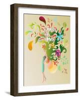 Spring Floral Girl Illustration-run4it-Framed Art Print