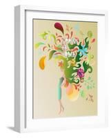 Spring Floral Girl Illustration-run4it-Framed Art Print