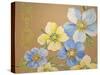 Spring Florals On Burlap-A-Jean Plout-Stretched Canvas
