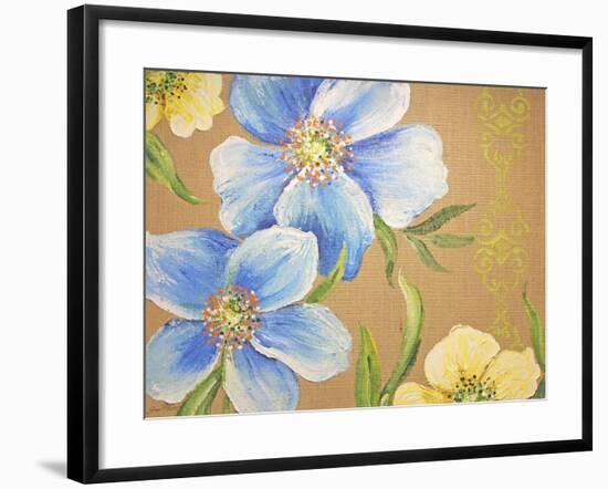 Spring Florals On Burlap-B-Jean Plout-Framed Giclee Print