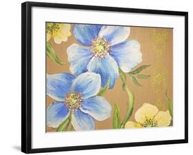 Spring Florals On Burlap-B-Jean Plout-Framed Giclee Print