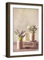 Spring Flower Arrangement in Vintage Ceramic Pots-Amd Images-Framed Photographic Print