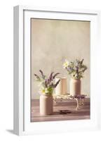 Spring Flower Arrangement in Vintage Ceramic Pots-Amd Images-Framed Photographic Print