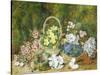 Spring Flowers and a Bird's Nest on a Mossy Bank-George Clare-Stretched Canvas