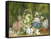 Spring Flowers and a Bird's Nest on a Mossy Bank-George Clare-Framed Stretched Canvas