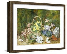 Spring Flowers and a Bird's Nest on a Mossy Bank-George Clare-Framed Giclee Print