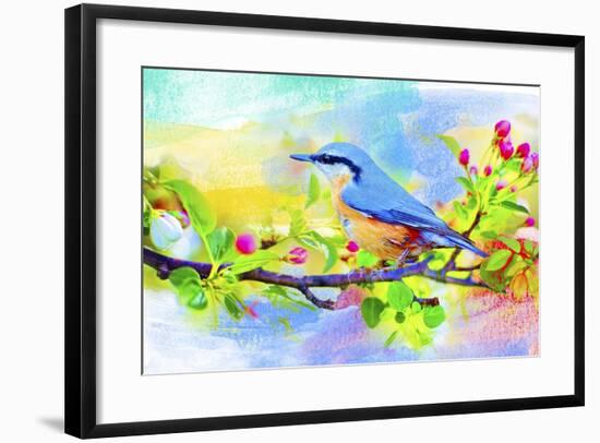 Spring Flowers And Bird 6-Ata Alishahi-Framed Giclee Print