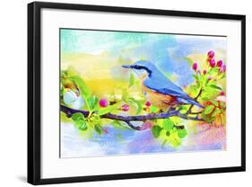 Spring Flowers And Bird 6-Ata Alishahi-Framed Giclee Print