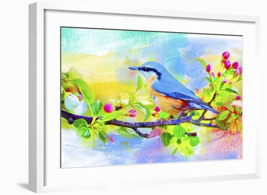 Spring Flowers And Bird 6-Ata Alishahi-Framed Giclee Print