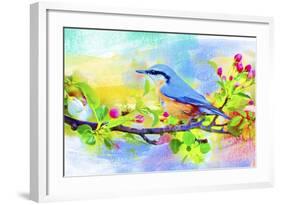 Spring Flowers And Bird 6-Ata Alishahi-Framed Giclee Print