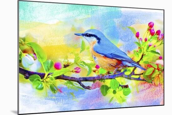 Spring Flowers And Bird 6-Ata Alishahi-Mounted Giclee Print