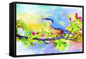 Spring Flowers And Bird 6-Ata Alishahi-Framed Stretched Canvas