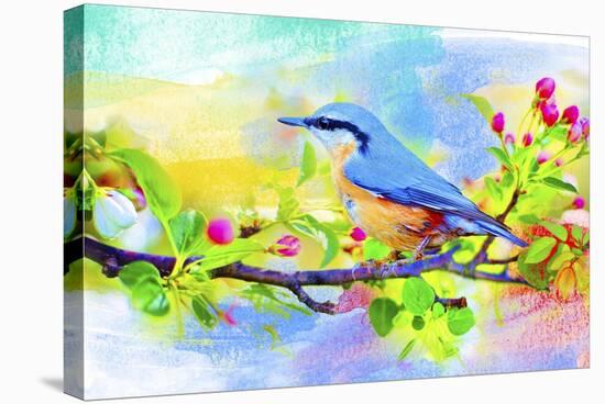Spring Flowers And Bird 6-Ata Alishahi-Stretched Canvas