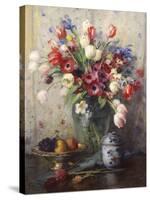 Spring Flowers and Ginger Jar-Fernand Toussaint-Stretched Canvas