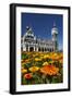 Spring Flowers and Railway Station, Dunedin, South Island, New Zealand-David Wall-Framed Photographic Print