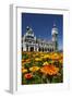 Spring Flowers and Railway Station, Dunedin, South Island, New Zealand-David Wall-Framed Photographic Print