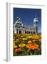 Spring Flowers and Railway Station, Dunedin, South Island, New Zealand-David Wall-Framed Photographic Print