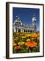 Spring Flowers and Railway Station, Dunedin, South Island, New Zealand-David Wall-Framed Photographic Print