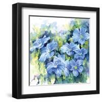 Spring Flowers in Blue-null-Framed Art Print