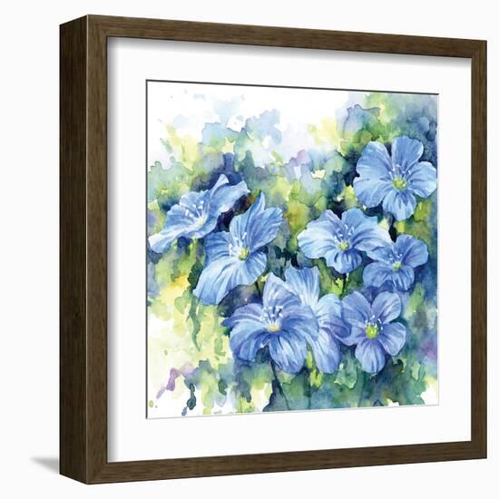 Spring Flowers in Blue-null-Framed Art Print