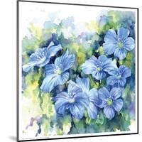 Spring Flowers in Blue-null-Mounted Art Print