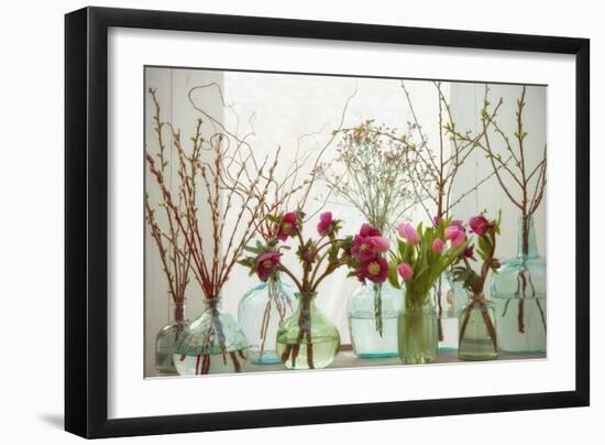 Spring Flowers in Glass Bottles VII-Cora Niele-Framed Giclee Print