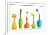 Spring Flowers In Vases Isolated On White-Acik-Framed Art Print