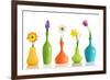 Spring Flowers In Vases Isolated On White-Acik-Framed Art Print