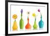 Spring Flowers In Vases Isolated On White-Acik-Framed Art Print