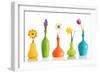 Spring Flowers In Vases Isolated On White-Acik-Framed Premium Giclee Print