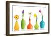 Spring Flowers In Vases Isolated On White-Acik-Framed Art Print