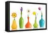 Spring Flowers In Vases Isolated On White-Acik-Framed Stretched Canvas