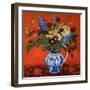 Spring Flowers on Red, 2017 (Acrylic)-Ann Oram-Framed Giclee Print