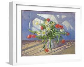 Spring Flowers with Window Reflections, 1994-Timothy Easton-Framed Giclee Print