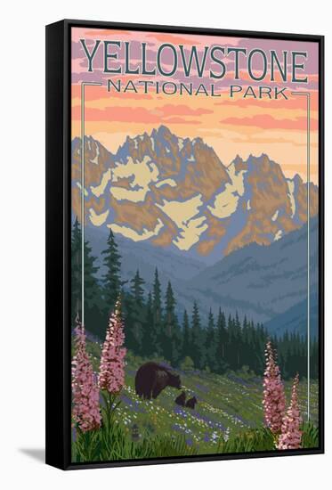 Spring Flowers, Yellowstone National Park-Lantern Press-Framed Stretched Canvas