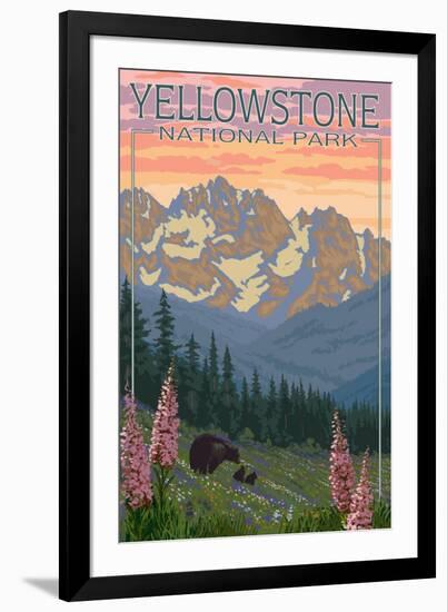 Spring Flowers, Yellowstone National Park-Lantern Press-Framed Art Print